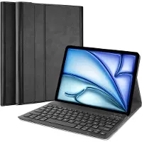 Justin tablet Hoes met Toetsenbord geschikt voor iPad Air 11 inch (M4 2026 / M3 2025 / M2 2024) - AZERTY Bluetooth Keyboard Case - Zwart