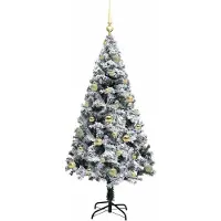 vidaXL Kunstkerstboom met 150 LED Wit 150 cm PVC en Staal en Kunststof