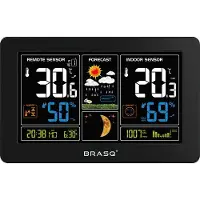 BRASQ Draadloos Weerstation binnen en buiten - Hygrometer - Luchtvochtigheidsmeter - Met buitensensor tot 60 meter - Thermometer - Barometer - inclusief batterijen