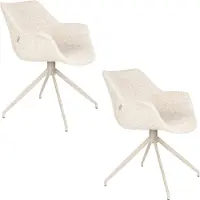 Zuiver Doulton Eetkamerstoelen Armleuning Beige - Set van 2