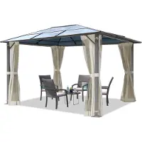 TOOLPORT Tuinpaviljoen 3x3,65m, Hardtop, 4 zijwanden, beige