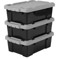 Iris Powerbox Opbergbox - 12,5L - Kunststof - Zwart/Grijs - Set van 3