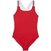 Tommy Hilfiger Girls Cross Back Swimsuit Primary Red Maat: 14-16 | Badmode Outlet | Unisex | Rood