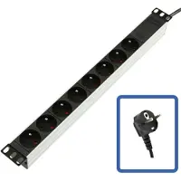 Lanview TUPS032, Basismodel, Aluminium, Zwart, 8 stopcontacten