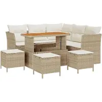 vidaXL Tuinbank Set 8 st Beige poly rattan