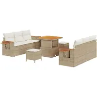 vidaXL Tuinbank Set 9 st Beige poly rattan
