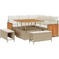 vidaXL Tuinbank Set 8 st 8-Aantal zitplaatsen Beige en Crème