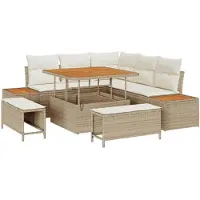 vidaXL Tuinbank Set 8 st 7-Aantal zitplaatsen Beige en Crème