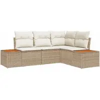 vidaXL Tuinbank Set 4 st 4-Aantal zitplaatsen Beige en Crème