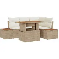 vidaXL Tuinbank Set 5 st Beige en Crème