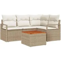 vidaXL Tuinbank Set 5 st Beige poly rattan