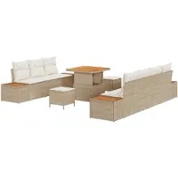 vidaXL Tuinbank Set 10 st 9-Aantal zitplaatsen Beige en Crème