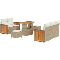 vidaXL Tuinbank Set 8 st 8-Aantal zitplaatsen Beige en Crème
