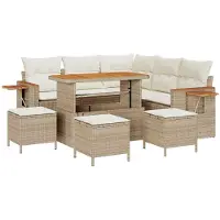 vidaXL Tuinbank Set 9 st Beige poly rattan