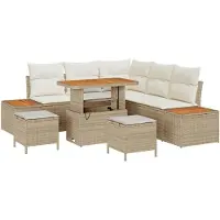 vidaXL Tuinbank Set 8 st 7-Aantal zitplaatsen Beige en Crème