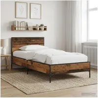 vidaXL Bedframe met Hoofdbord Oud hout 80 x 200 cm Bewerkt hout