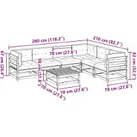 vidaXL 7-delige Loungeset met kussens massief grenenhout wasbruin