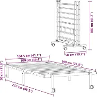 vidaXL Bedframe zonder matras, opklapbaar, zwart, 100x190 cm, staal