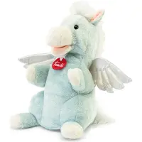 Trudi - Puppets Handpop Pegasus 27 cm - Handgemaakt in Italie - Zacht pluche - Knuffeldier voor jongens en meisjes - Blauw - 18x27x19 cm maat S