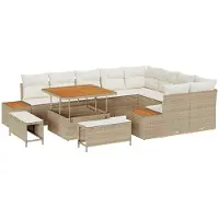 vidaXL Tuinbank Set 12 st 11-Aantal zitplaatsen Beige en Crème