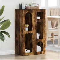 vidaXL Dressoir ELST Rook Eiken 59 x 35 x 100,5 cm Bewerkt hout