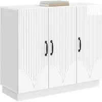 vidaXL Dressoir Hoogglans Wit 89 x 34,5 x 77 cm Bewerkt hout