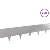 vidaXL Gazonrand 50 st 100 x 20 cm Staal Zilverkleurig
