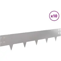 vidaXL Gazonrand 10 st 100 x 20 cm Staal Zilverkleurig