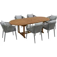 Axi Marzi/Faye 180-240 cm Dining Tuinset 7-delig Teak/Antraciet - Uitschuifbaar