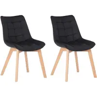 CLP 2-delige eethoekstoelen, model Passaic, fluweel, gestoffeerd, zwart