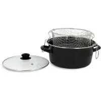 Menastyl Deep fryer - - 3645580 - Enamelled steel - Black - 26 cm - With lid and basket - Suitable for all hobs including induction