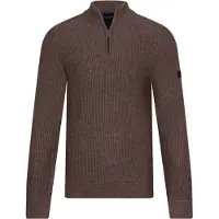 Cavallaro Napoli Sagio gebreide half zip trui bruin met wol