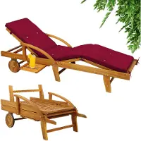 Casaria Ligbed Tami Sun acaciahout incl kussen Rood