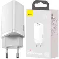 Baseus GaN2 Lite galliumnitride snellader C+U 65 W Wit snellaadadapter