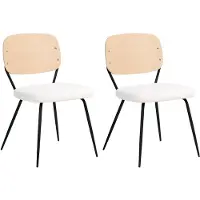 Beliani EILEEN - Eetkamerstoel set van 2 - Off-white - Bouclé