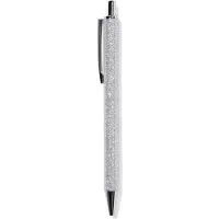 HEMA Balpen glitter zilver blauwschrijvend