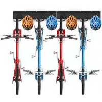 TJ Trading Fiets Ophangsysteem - Fietshaak - Fiets Ophangbeugel - Muurbeugel Fiets - Fietsenrek voor 4 Fietsen - Metaal - 120CM - Mat Zwart