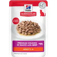 Hill's Pet Nutrition Adult nat kattenvoer met rund maaltijdzakje multipack 1 doos (12 x 85 g)