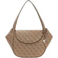 GUESS schoudertas handtas Coleen Logo Flap Shoulder Bag Latte Logo Lichtbruin