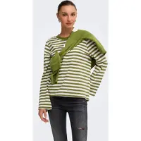 ONLY Shirt 'ONLLUNA HAPPY' olijfgroen / wit