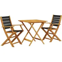 vidaXL 3-delige Bistroset polypropeen en massief hout zwart