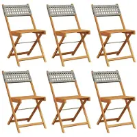 vidaXL Tuinstoelen 6 st inklapbaar poly rattan en massief hout grijs
