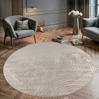 Muratap Vivant japandi rond vloerkleed laagpolig effen - 160 cm rond