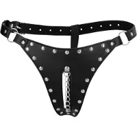 Ouch! - kuisheidsslip met studs en ketting (zwart)