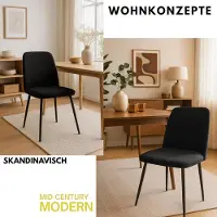 Glamour Retro Velvet Eetkamerstoelen Set van 2 – Zwarte Design Stoelen met Metalen Poten & Ergonomische Vulling 45x44x86 cm