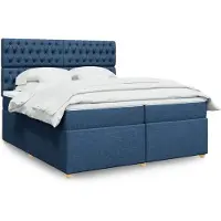 vidaXL Boxspring met matras stof blauw 200x200 cm