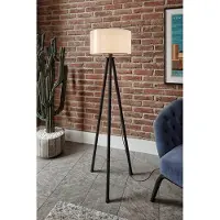 Opviq , hoogwaardige staande lamp, crème en zwart, 138 cm hoog | Lampenkap van kraftpapier, Ø 40 cm, H 21 cm | E27 fitting, max. 40 W, ideaal voor modern wonen, IP20.