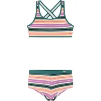 Protest crop bikini PRTNINJA JR roze/groen/wit Meisjes Polyester Streep - maat 104