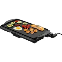 Kitchenbrothers Elektrische Grillplaat XL - 2000W - Teppanyaki Bakplaat - Veilig Grillen - Zwart