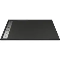 Vente-unique Opzet- of inbouwdouchebak van hars – Zwart – 120 x 80 cm - Snijdbaar - LYROSA